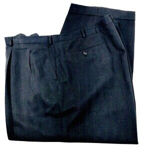 Vanetti Dress Pants Black Stripe 50 52 Pleated Cuffed Mens Le Collezioni